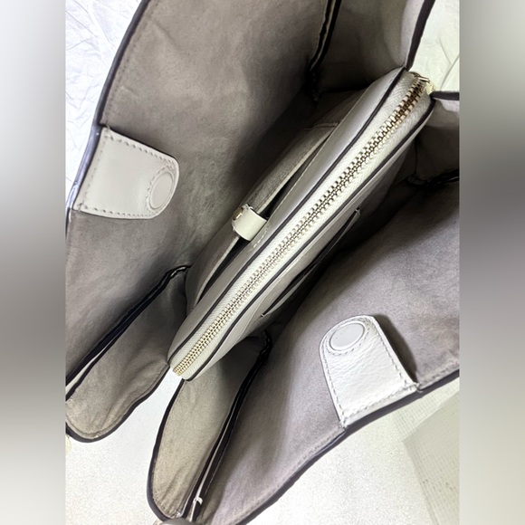 Kate Spade Knott Croc Embossed Leather Sm Zip Top Satchel. Halo White/Gold. - Picture 12 of 14